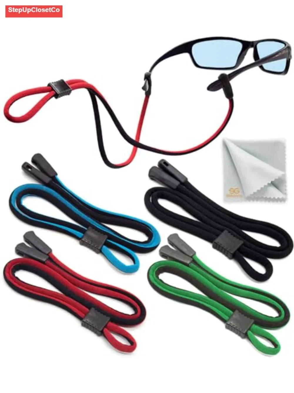 Eyeglass Holder Strap Adjustable Glasses Chain 4 Pack Rubber Clip